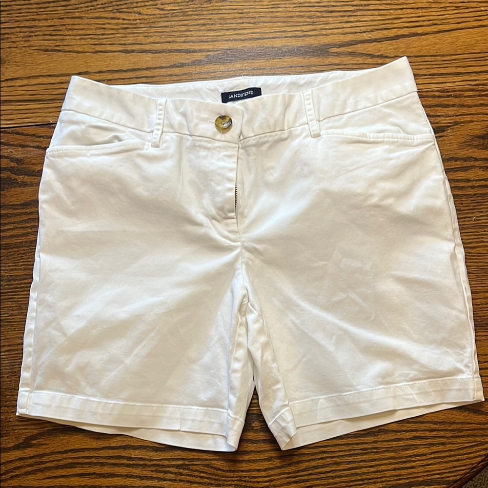 Lands' End White Bermuda Shorts Classic Summer Style